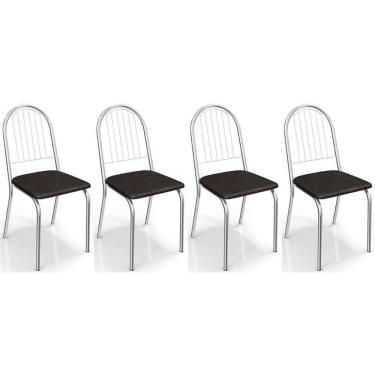 Imagem de Cadeira Sala De Jantar Noruega 2c077 Kit 4 Un Cromada-preto 110 - Kappesberg