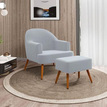 Imagem de Poltrona Agata com Puff Madeira Eucalipto Movellu Home