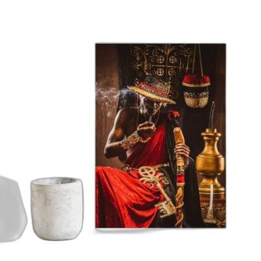 Imagem de Quadro Decorativo Exu 24x18cm - Vidro | Moldura Preta