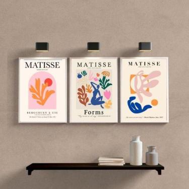 Imagem de Quadros Abstratos Matisse 45x34cm - Vidro e Moldura Branca