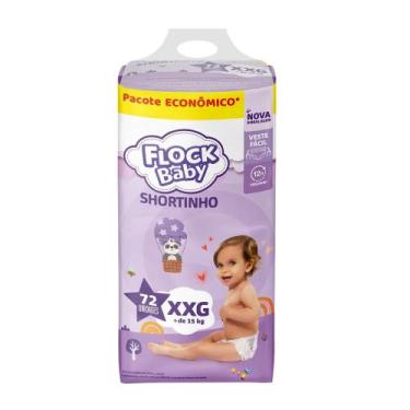 Imagem de Fralda Descartável Flock Baby Shortinho Maxxi Bag XXG 72 Unidades