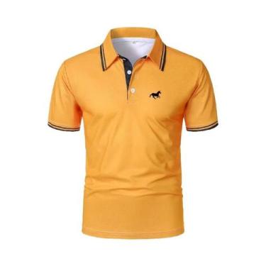 Imagem de Camisa Polo Casual De Verão Masculina De Manga Curta Em Poliéster Com 