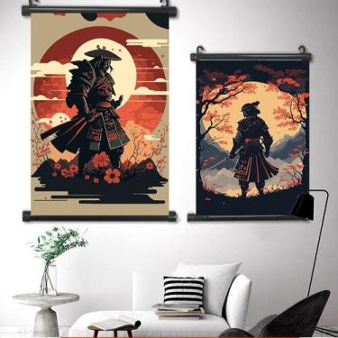 Imagem de Arte de parede em tela 2 painéis Samurai Warrior 30x45cm e 40x60cm - t