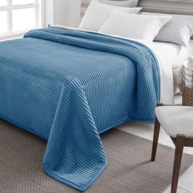 Imagem de Cobertor Casal Jolitex Dyuri Com Sherpa Ultra Macio 180x220cm, Azul Je