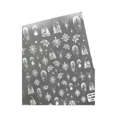 Imagem de Adesivos De Unha De Natal Com Floco De Neve Rosa, Decalques De Unha 5D