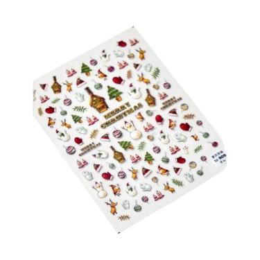 Imagem de Adesivos De Unha De Natal Com Floco De Neve Rosa, Decalques De Unha 5D