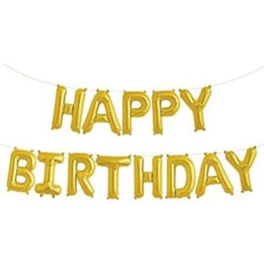 Imagem de Balão Metalizado Dourado Happy Birthday Feliz Aniversário - Minha Torr