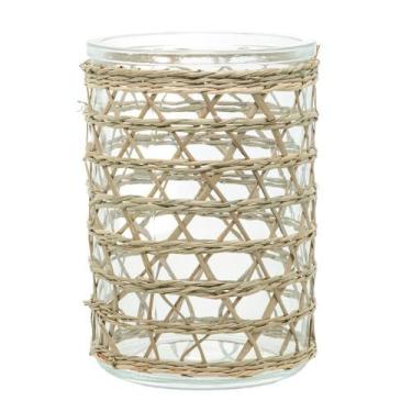 Imagem de Vaso Wolff de Vidro e Fibra Natural 13x10cm