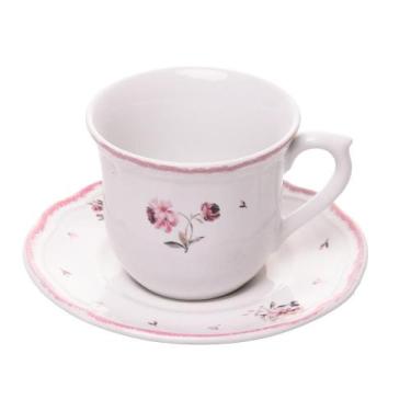 Imagem de Xícara de Café com Pires Wolff Florescer 90ml Rosa Cerâmica