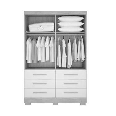 Imagem de Guarda Roupa Solteiro Com Espelho 2 Portas 6 Gavetas - Buriti-cumaru - Móveis Horizonte