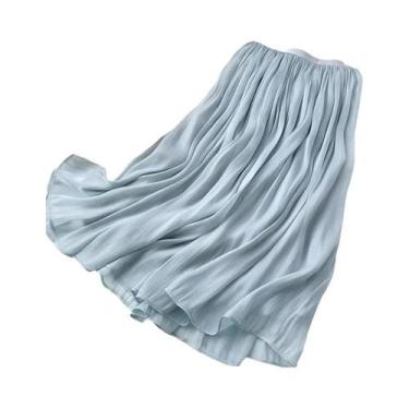 Imagem de Saia Longa Plissada Feminina De Verão, Modelo Evasê, Estilo Streetwear