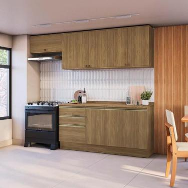 Imagem de Armário de Cozinha Completa 100% MDF 260cm Nogueira Celeste Kappesberg