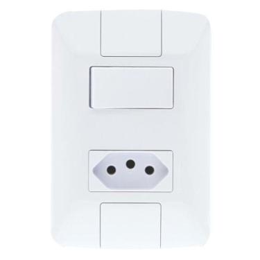 Imagem de Conjunto Interruptor Simples + Tomada 10a - Linha Aria - Tramontina