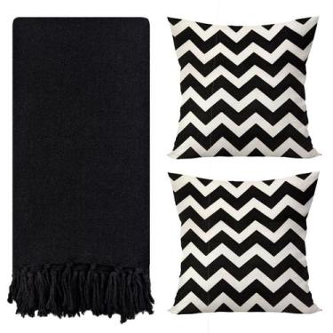 Imagem de Kit 1 Manta Para Sofá 2,40 X 1,80 + 2 Capas de Almofada Cor:Caramelo-B