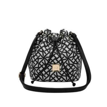 Imagem de Bolsa Bucket Média Ss23 Monograma Tramado Cfk103 - Preto - Fellipe Kre