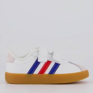 Imagem de Tênis Adidas VL Court Infantil Branco e Azul Marinho-Unissex