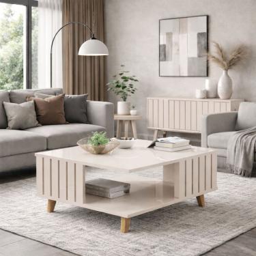 Imagem de Mesa de Centro Ripado Açai OffWhite - Rede Móveis