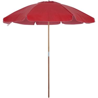 Imagem de Guarda Sol 2,20 Metros Em Bagum Guararapi Vermelho Com Cabo De Madeira Bel