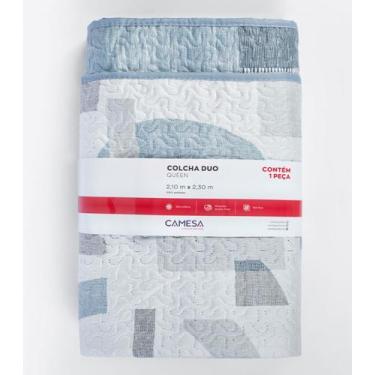 Imagem de Colcha Dupla Face Queen 150 Fios Camesa Azul, UN, Cinza