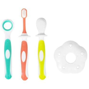 Imagem de Kit Higiene Bebê Dental Buba Primeiros Dentinhos Escova Limpador Massa