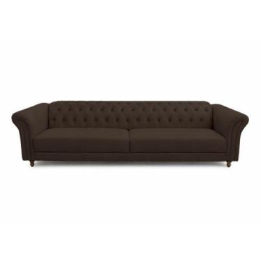 Imagem de Sofá Decorativo Sala de Estar Chesterfield 2 Lugares 180cm Couro Marro