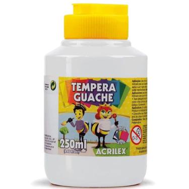 Imagem de Tinta Guache Acrilex 02023 Não Tóxica Solúvel em Água para Uso Escolar e Trabalhos Artísticos 250ML Pote Branco