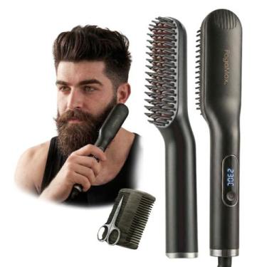 Imagem de Escova Alisadora de Barba Display Digital Placas de Cerâmica 13 Níveis