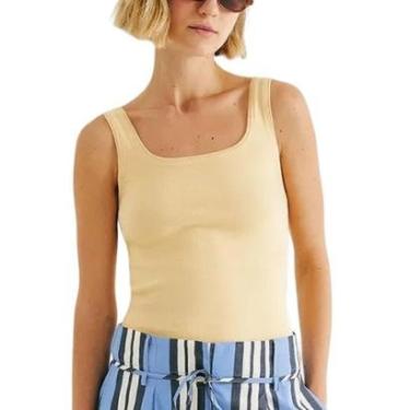 Imagem de Blusa Regata Hering 4ALF Feminina Decote Quadrado Canelada Algodão T. P/XXG-Feminino