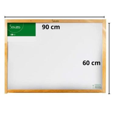 Imagem de Lousa Quadro Branco - 90x60 cm - Souza - com Moldura de Madeira - Esco