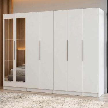 Imagem de Guarda-Roupa Modulado 280 cm 7 Portas com Espelhos 4 Gavetas Branco Neo Madesa 01