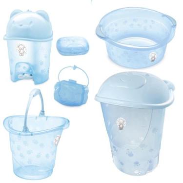 Imagem de Kit Cesto de Roupa De Bebê Adoleta Bacia Balde Lixeira Porta Chupeta S