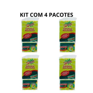 Imagem de Esponja Bucha Multiuso  de Lavar Louça   Kit com 4 Pacotes - ESPONFLOR