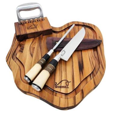 Imagem de Kit Churrasco Personalizado Artesanal Luxurious Design - WOODBULL