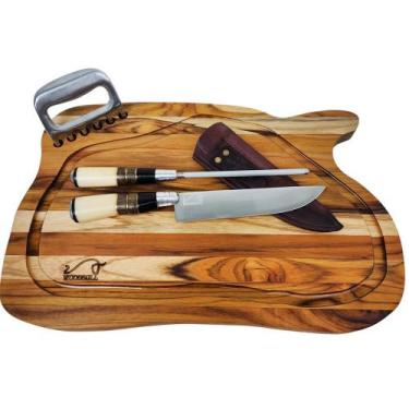 Imagem de Kit Churrasco Personalizado Artesanal BBQ Masters - WOODBULL