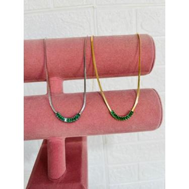 Imagem de Colares choker folheado a ouro e prata modelo fita com zircônia - dond