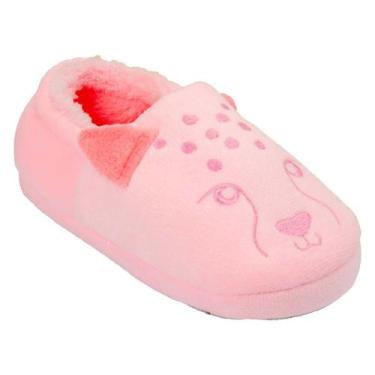 Imagem de Pantufa Infantil Antiderrapante Menina Bebe Onça Pimpolho, Rosa, 30/31