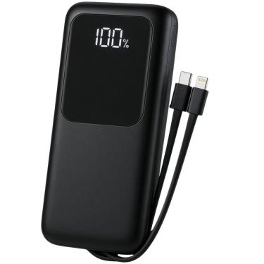 Imagem de Powerbank MDM Elegante com Visor Digital e Cabos Premium Usb C e Lightning Fino e Leve