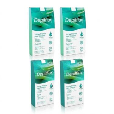 Imagem de 2CX Folhas Prontas Corporais+2CX Faciais Depilflax Aloe Vera - Lilabel