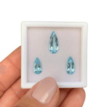Imagem de Água Marinha Azul Gota SET 4,21ct - SP GEMAS