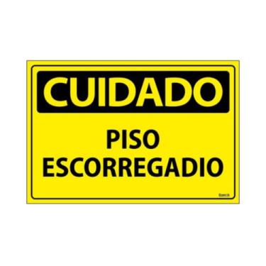 Imagem de Placa De Sinalização Cuidado Piso Escorregadio 30x20 Ecom IA - SC101 F