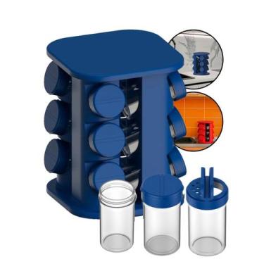 Imagem de Porta Tempero Organizador Giratório 12 Pote Cozinha Unitermi - Azul, A