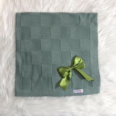 Imagem de Manta Para Bebê Tricô Tricot Quadriculada - Mimo da Cegonha, Verde, RN