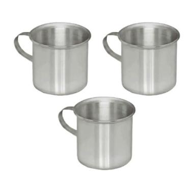 Imagem de Kit 3 Canecas Escolares Alumínio com Alça 300ML Prata Continental