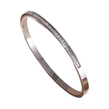 Imagem de Conjunto De Pulseiras Empilháveis De Aço Inoxidável Com Zircônia Brilh