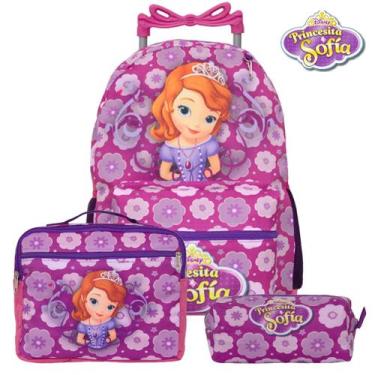 Imagem de Bolsa Escolar Feminina Carrinho Princesa Sofia Roxa Toys 2U