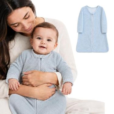 Imagem de Saco de Dormir Bebê com Manga Longa Zíper Tecido Plush Azul - M - Minh