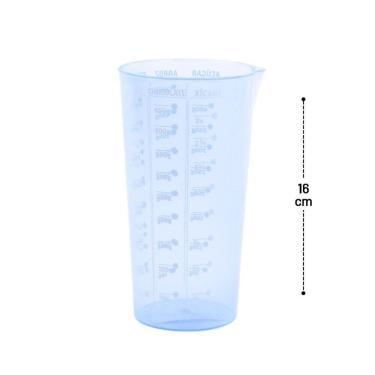 Imagem de Copo Medidor Injetemp de Plástico com Graduação Clara para Cozinha Azul 570ML