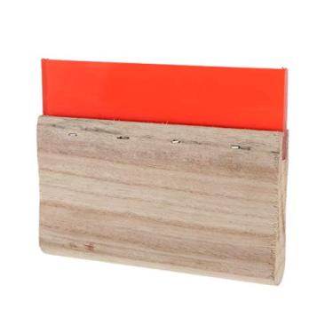 Imagem de dailymall espátula de serigrafia com cabo de madeira, raspador de tinta de serigrafia, lâmina de borracha para - vermelho 15 cm