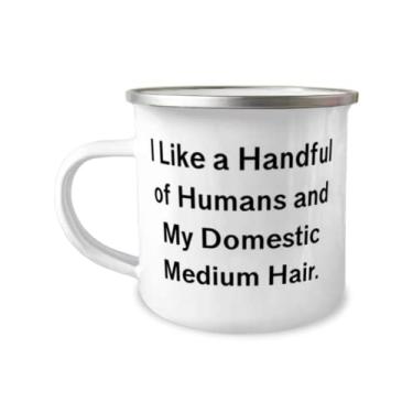 Imagem de I Like a Handful of Humans and My Domestic. Caneca doméstica de cabelo médio para gatos 355 ml, presentes de gato de cabelo médio doméstico legais, para amantes de gatos