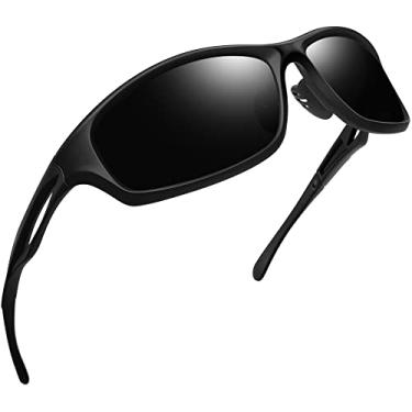 Imagem de Óculos de Sol Esportivo Polarizado para Masculino Femininos UV400 Proteção Ciclismo Dirigir Armação Inquebrável Joopin Óculos de Sol para Homens e mulheres (Fosco Preto)